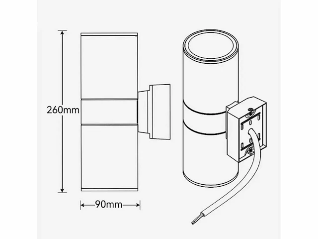 Led wandlamp bidirectioneel – cilindrisch – zwart (10x) - afbeelding 2 van  4