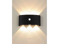 Led wandlamp met sebsor – sw-2310-3 – 6w – 3500k warm wit – zwart – ip54 – aluminium (x10) - afbeelding 2 van  3