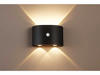 Led wandlamp met sensor – sw-2310-2 – 4w – 3500k warm wit – zwart – ip54 – aluminium (x20) - afbeelding 1 van  3