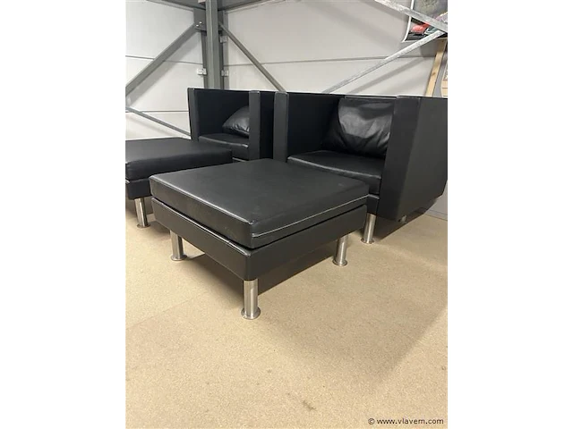 Lederen zetel (2x)+ poef - afbeelding 1 van  6