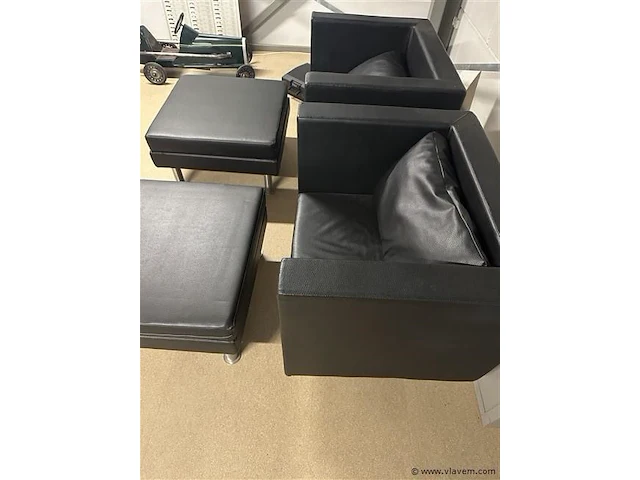 Lederen zetel (2x)+ poef - afbeelding 6 van  6
