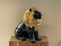Leeuw zit h70cm zwart/goud - afbeelding 1 van  5