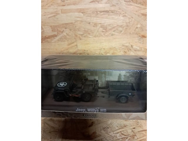 Leger jeep willys met aanhangwagen - afbeelding 1 van  2