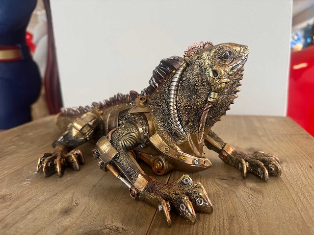 Leguaan steampunk h13cm gold - afbeelding 2 van  3