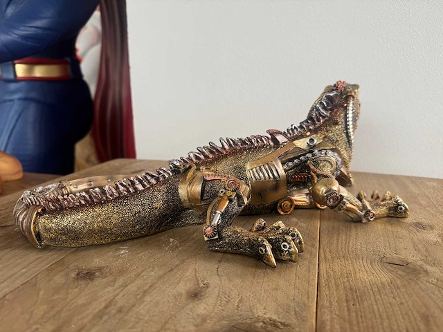 Leguaan steampunk h13cm gold - afbeelding 3 van  3