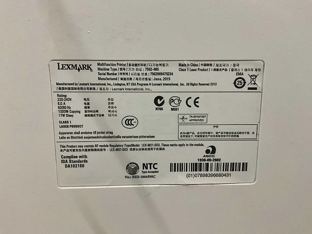 Lexmark xs795de multifunctionele printer - afbeelding 5 van  8