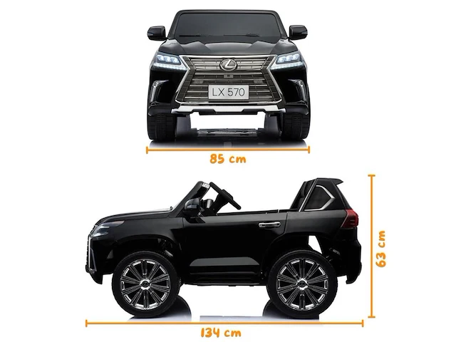 Lexus lx570 elektrisc he kinderauto 12v - 2-zits - 1 tot 5 jaar - rubberen banden - zwart (nieuw) - afbeelding 6 van  7