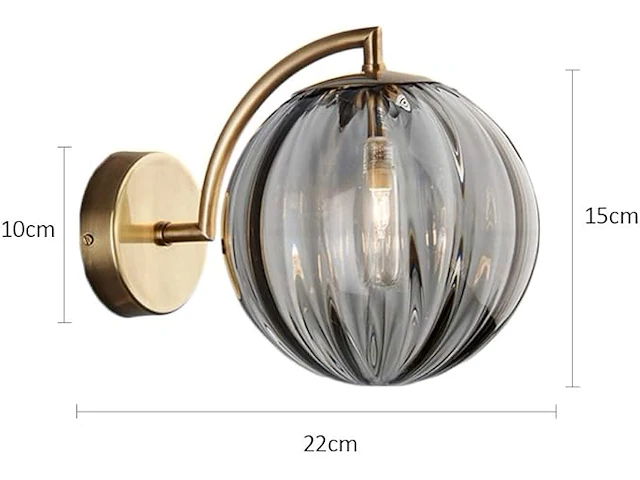 Lfsem glazen globe wandlamp (ø15cm) - afbeelding 2 van  3