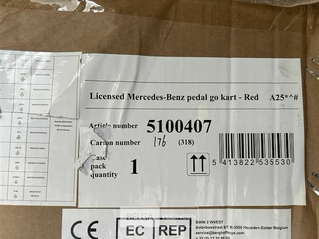 Licensed mercedes-benz pedal go kart - red - afbeelding 4 van  4