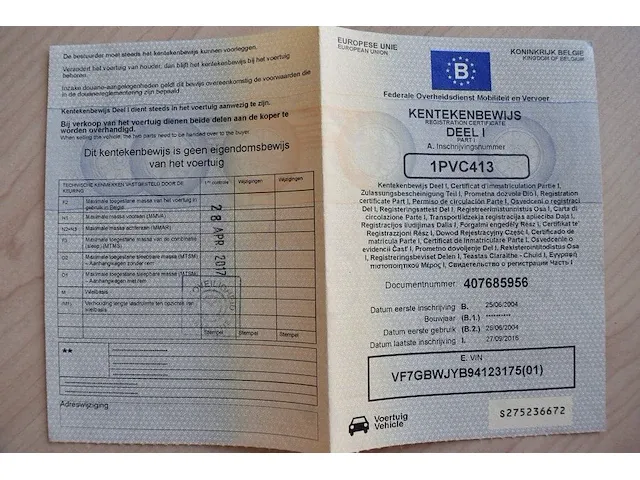 Lichte vrachtwagen citroen berlingo, type gbwjyb, ch.nr. vf7gbwjyb94123175, (start niet, slot kapot) (sleutel , boorddocumenten: inschrijvingsbewijs deel i en gelijkvormigheidsattest) (1) - afbeelding 6 van  24