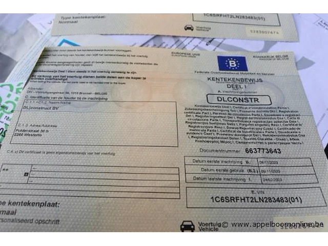Lichte vrachtwagen dodge ram, datum 1ste inschrijving 6/11/2020, chassisnummer 1c6srfht2ln283483, lpg/benzine km-stand 76.960 - afbeelding 2 van  12