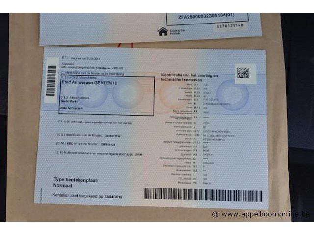 Lichte vrachtwagen fiat ducato, datum 1ste inschrijving 23/4/2018, chassisnummer zfa250000002g89164, 215026km, euro 6b, co2 165, kenteken i+ii, gelijkvormigheidssattest - afbeelding 11 van  13