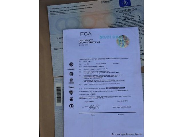 Lichte vrachtwagen fiat ducato, datum 1ste inschrijving 23/4/2018, chassisnummer zfa250000002g89164, 215026km, euro 6b, co2 165, kenteken i+ii, gelijkvormigheidssattest - afbeelding 12 van  13