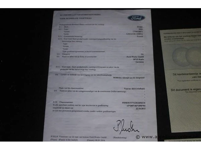 Lichte vrachtwagen ford transit, datum 1ste inschrijving 13/6/2016, chassisnummer wf0dxxttgdgb56315, km-stand 39.050 - afbeelding 11 van  20