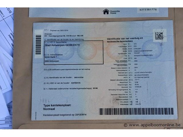 Lichte vrachtwagen ford transit, datum 1ste inschrijving 22/12/2014, chassisnummer wf0dxxttgdem55318, 29032km, kipper, euro 5b, diesel, co2 222, kenteken i+ii, gelijkvormigheidssattest - afbeelding 3 van  15