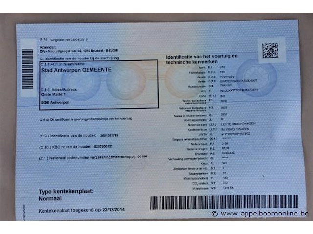 Lichte vrachtwagen ford transit, datum 1ste inschrijving 22/12/2014, chassisnummer wf0dxxttgdem55370, 33725km, euro 5, diesel, kipper, co2 222, kenteken i+ii, gelijkvormigheidssattest - afbeelding 4 van  17