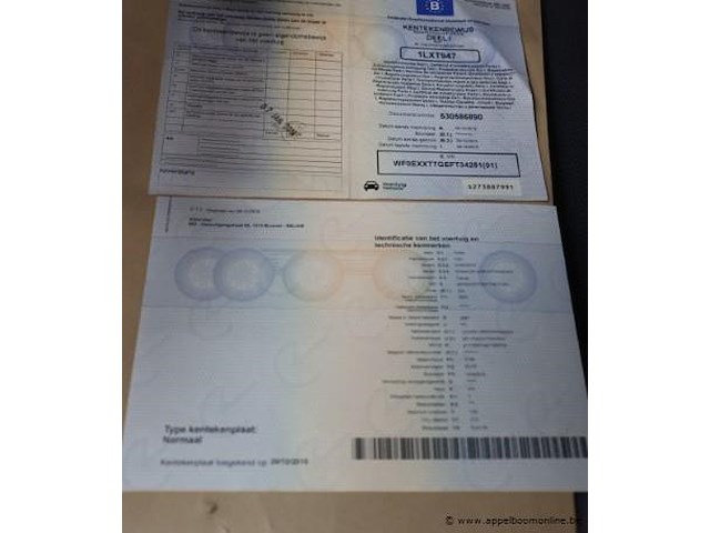 Lichte vrachtwagen ford transit, datum 1ste inschrijving 29/12/2014, chassisnummer wf0exxttgeft34251, 36725km, euro 5, diesel, kipper, co2 212, kenteken i+ii, gelijkvormigheidssattest - afbeelding 3 van  15