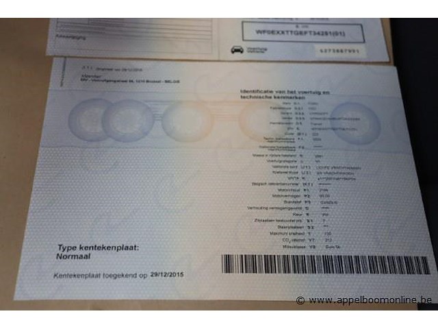 Lichte vrachtwagen ford transit, datum 1ste inschrijving 29/12/2014, chassisnummer wf0exxttgeft34251, 36725km, euro 5, diesel, kipper, co2 212, kenteken i+ii, gelijkvormigheidssattest - afbeelding 4 van  15