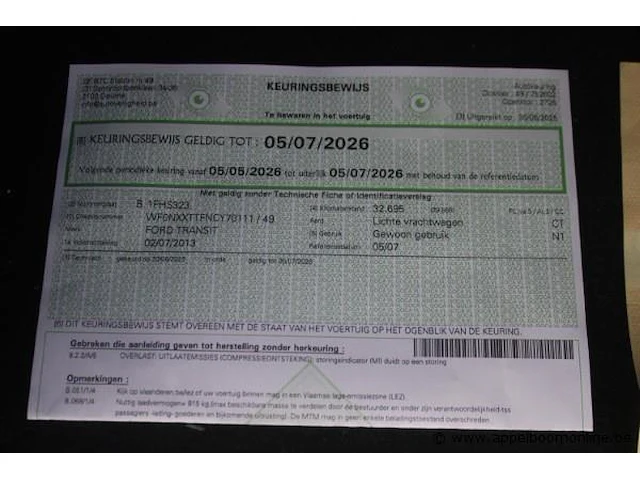 Lichte vrachtwagen ford transit, dubbel cabine, datum 1ste inschrijving 2/7/2013, chassisnummer wf0nxxttfncy70111, km-stand 32.783 - afbeelding 5 van  16