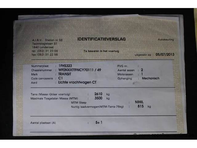Lichte vrachtwagen ford transit, dubbel cabine, datum 1ste inschrijving 2/7/2013, chassisnummer wf0nxxttfncy70111, km-stand 32.783 - afbeelding 6 van  16