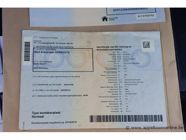 Lichte vrachtwagen iveco 35s, datum1ste inschrijving 7/12/2015, chassisnummer zcgfc335ax05066039, 55410km, euro vi, cng, c02 247, kenteken i+ii, gelijkvormigheidssattest - afbeelding 4 van  16