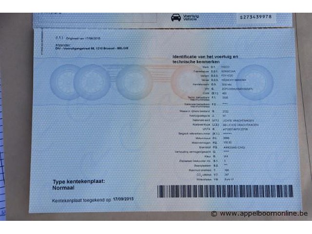 Lichte vrachtwagen iveco fd11c2c, datum 1ste inschrijving 11/9/15, zcfc335a205051325, 35683km, cng, euro vi, kenteken i+ii, gelijkvormigheidsattest - afbeelding 3 van  15