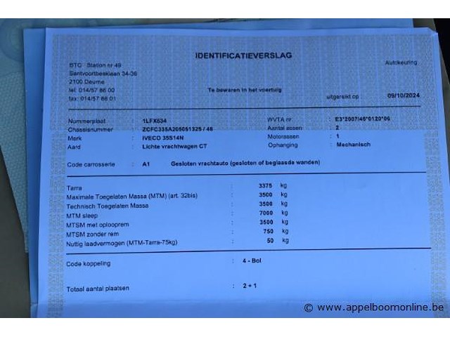 Lichte vrachtwagen iveco fd11c2c, datum 1ste inschrijving 11/9/15, zcfc335a205051325, 35683km, cng, euro vi, kenteken i+ii, gelijkvormigheidsattest - afbeelding 5 van  15