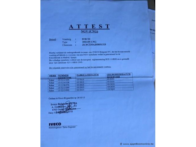 Lichte vrachtwagen iveco fd11c2c, datum 1ste inschrijving 11/9/15, zcfc335a205051325, 35683km, cng, euro vi, kenteken i+ii, gelijkvormigheidsattest - afbeelding 6 van  15