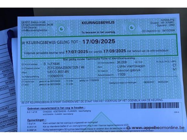 Lichte vrachtwagen iveco fd11c2c, datum 1ste inschrijving 11/9/15, zcfc335a205051325, 35683km, cng, euro vi, kenteken i+ii, gelijkvormigheidsattest - afbeelding 7 van  15