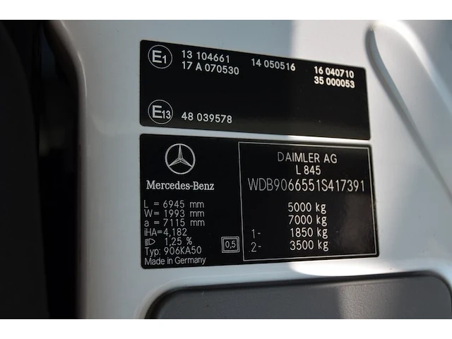 Lichte vrachtwagen mercedes sprinter, variant 90665513-bal, ch.nr. wdb9066551s417391, bouwjaar 08.10.2009 (sleutel, boorddocumenten: inschrijvingsbewijs deel i) - afbeelding 9 van  26
