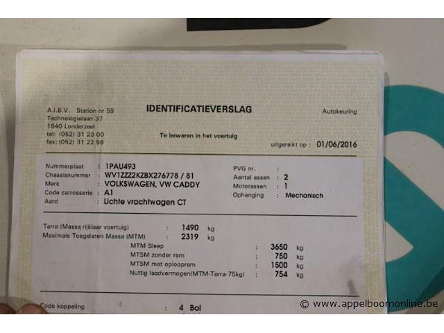 Lichte vrachtwagen volkswagen caddy, datum 1ste inschrijving 18/03/2011, chassisnummer wv1zzz2kzbx276778, km-stand, euro 5, diesel - afbeelding 2 van  10