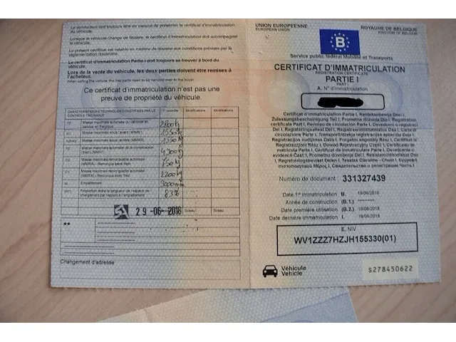 Lichte vrachtwagen volkswagen transporter, type 7j0, variant gcxgb280x0, versie nnfm52z1116nvr217mmg3rl6323, ch.nr. wv1zzz7hzjh155330, bj. 19.06.2018 (sleutel en alle boorddocumenten) - afbeelding 20 van  38