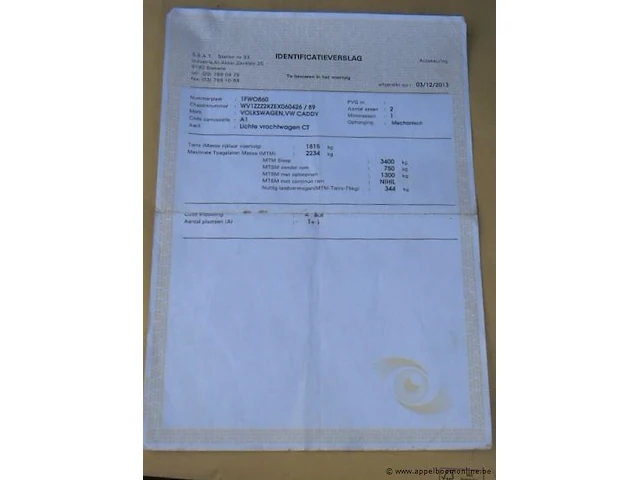 Lichte vrachtwagen vw caddy, cng,1984cm³,80kw,1e inschr 19/11/13, wv1zzz2kzex060426, 47139km,co²-uitstoot 156g/km,euro5,kenteken i+ii, gelijkvormigheidsattest, keuring tot 19/11/24,2sleutels - afbeelding 3 van  13