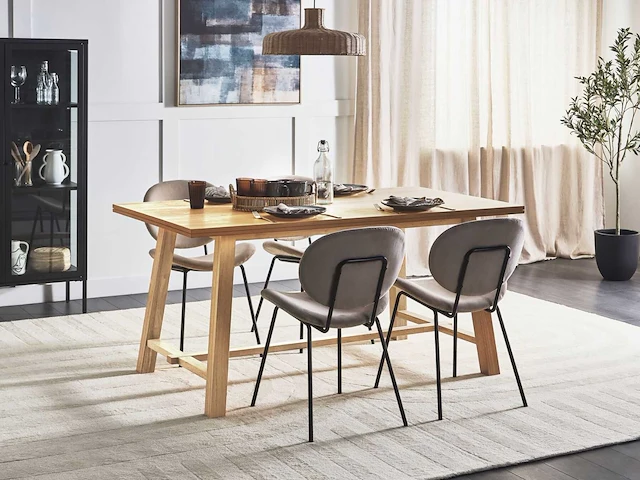 Lichthouten eettafel 160 x 90 cm - afbeelding 1 van  6