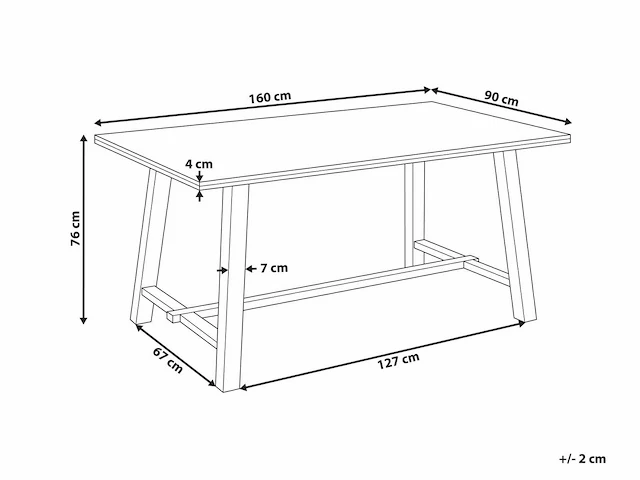 Lichthouten eettafel 160 x 90 cm - afbeelding 6 van  6