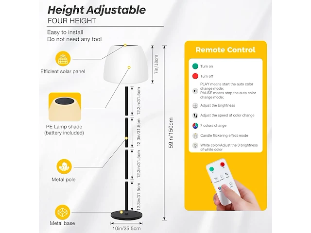 Licmic staande lamp op zonne-energie - afbeelding 3 van  4