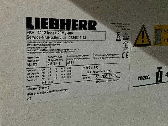 Liebherr fkv4112 index 20m/485 koelvitrine - afbeelding 3 van  3