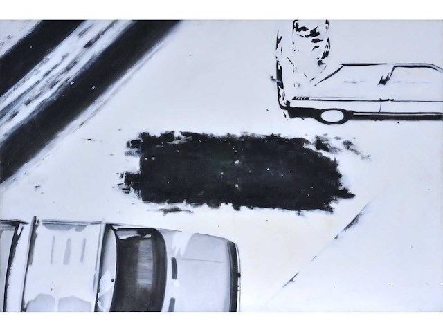 Liesbeth sevenhuijsen - bovenaanzicht old timer cars - olie op doek - afbeelding 1 van  8