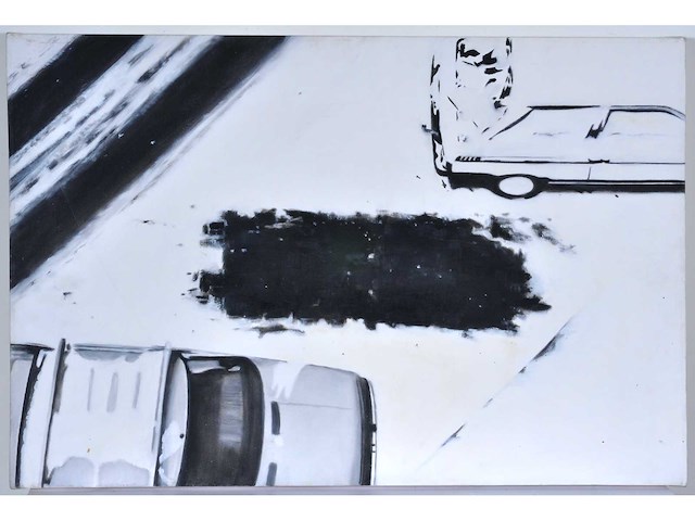 Liesbeth sevenhuijsen - bovenaanzicht old timer cars - olie op doek - afbeelding 2 van  8