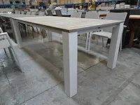 Life alu tuintafel frame mixx white mat 220cm met teak blad - afbeelding 1 van  5