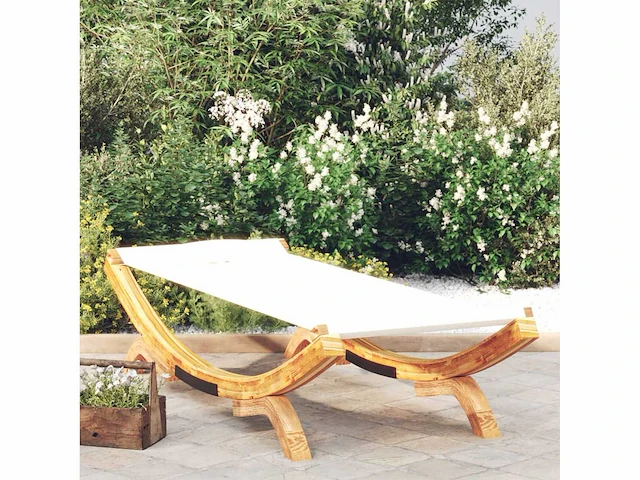 Ligbed voor buiten 100x188,5x44 cm massief gebogen hout crème - afbeelding 1 van  6