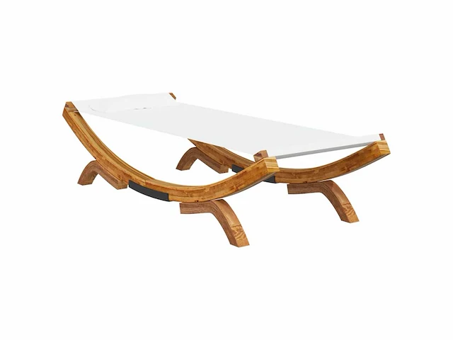 Ligbed voor buiten 100x188,5x44 cm massief gebogen hout crème - afbeelding 2 van  6