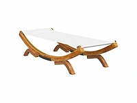 Ligbed voor buiten 100x188,5x44 cm massief gebogen hout crème - afbeelding 2 van  6