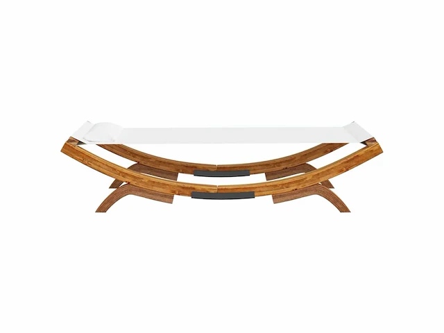 Ligbed voor buiten 100x188,5x44 cm massief gebogen hout crème - afbeelding 4 van  6