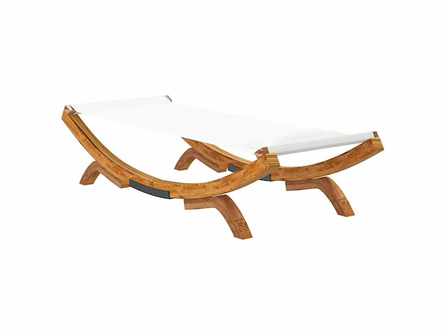 Ligbed voor buiten 100x188,5x44 cm massief gebogen hout crème - afbeelding 5 van  6
