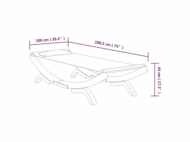 Ligbed voor buiten 100x188,5x44 cm massief gebogen hout crème - afbeelding 6 van  6
