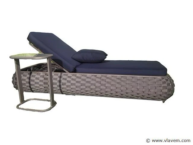 Ligbeddenset 2-delig dark antraciet wicker / light grey - afbeelding 4 van  4