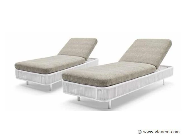 Ligbeddenset genève | 3-delig | wicker | wit + zand - afbeelding 1 van  7