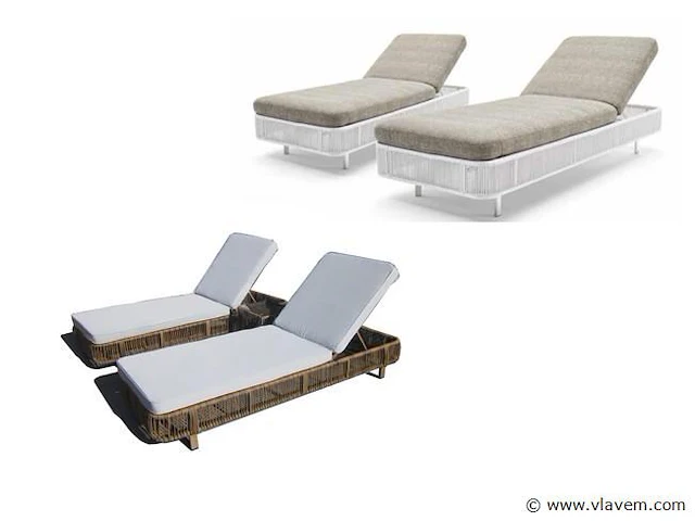 Ligbeddenset genève | 3-delig | wicker | wit + zand - afbeelding 5 van  7
