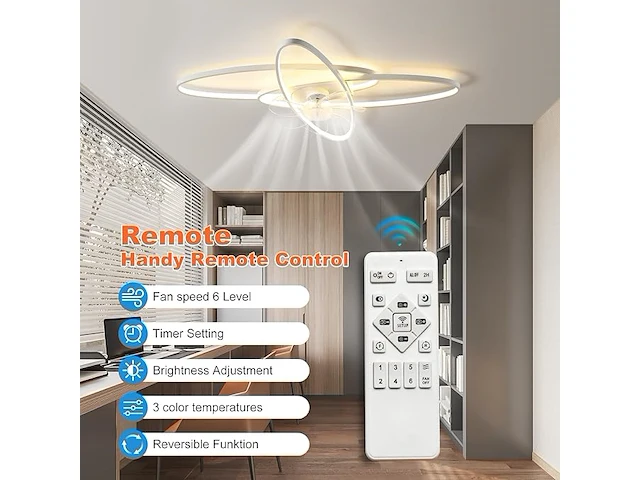 Lihaian stille plafondventilator met verlichting - afbeelding 6 van  6
